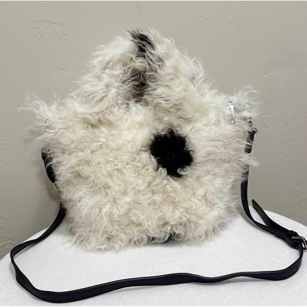 Natural Tigrado Curly Lamb Fur Tote/Handmade Shearling Top Handle Bag/Crossbody